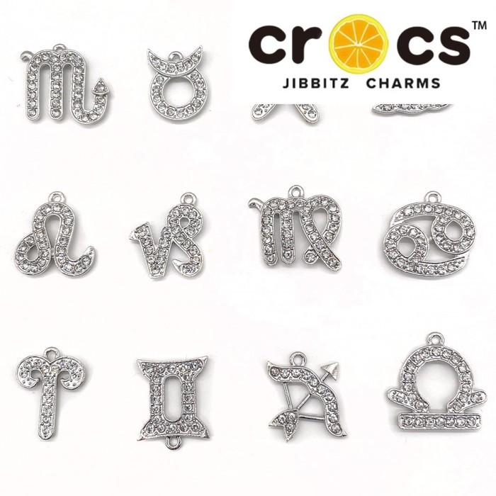 Pin Sandal Crocs Jibbitz Zodiac Bintang Silver Blink Hiasan Tempelan