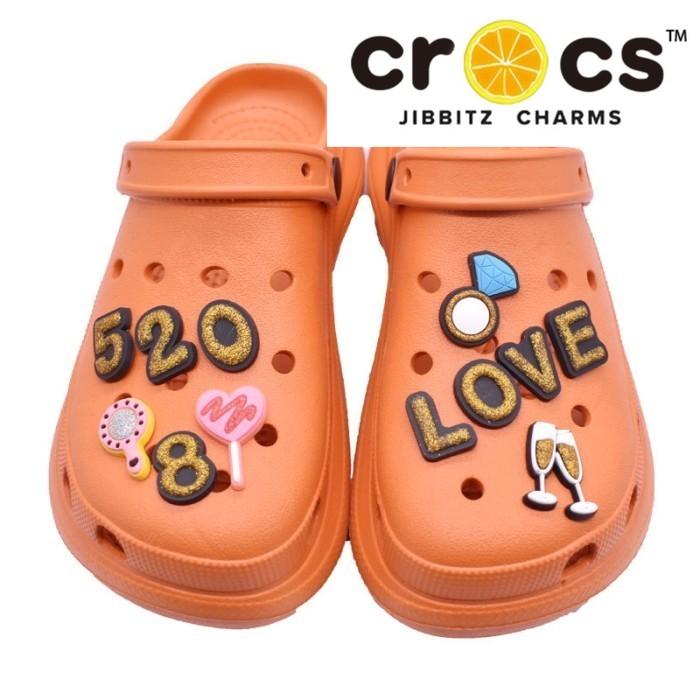 Pin Sandal Crocs Jibbitz Bentuk Letter Huruf Angka Emas Gold Hiasan
