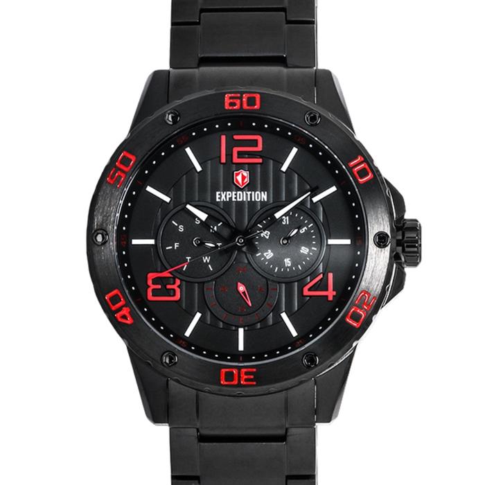 JAM TANGAN PRIA EXPEDITION E6719 E 6719 MFB BLACK RED STAINLESS STRAP