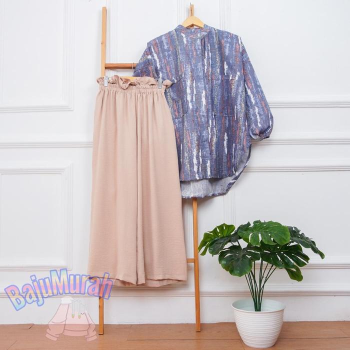 NAJWA - ONE SET WANITA TIARA TUNIK CELANA CRINGKLE