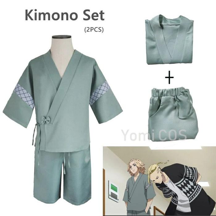 baju Kostum Cosplay Anime Tokyo Revengers Mikey Set Kimono Manjiro