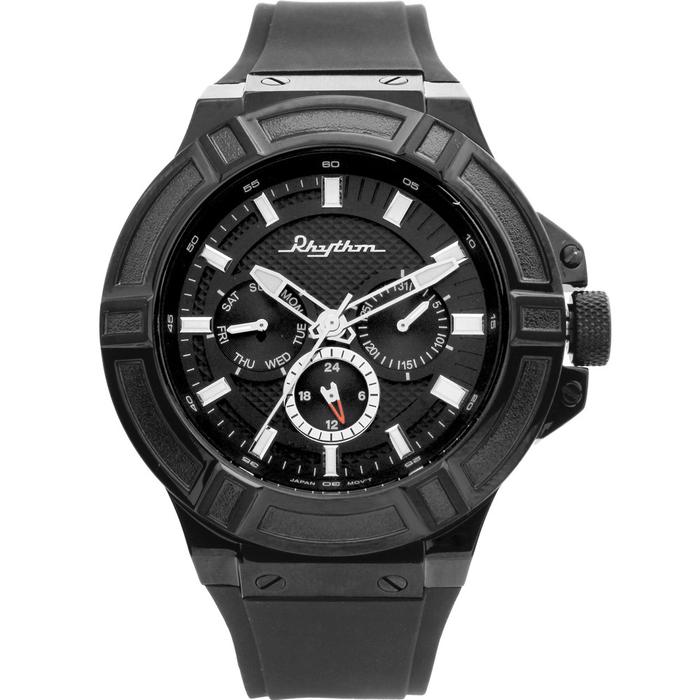 JAM TANGAN PRIA RHYTHM SI1605 R06 SI1605R06 BLACK RUBBER STRAP ORIGINAL