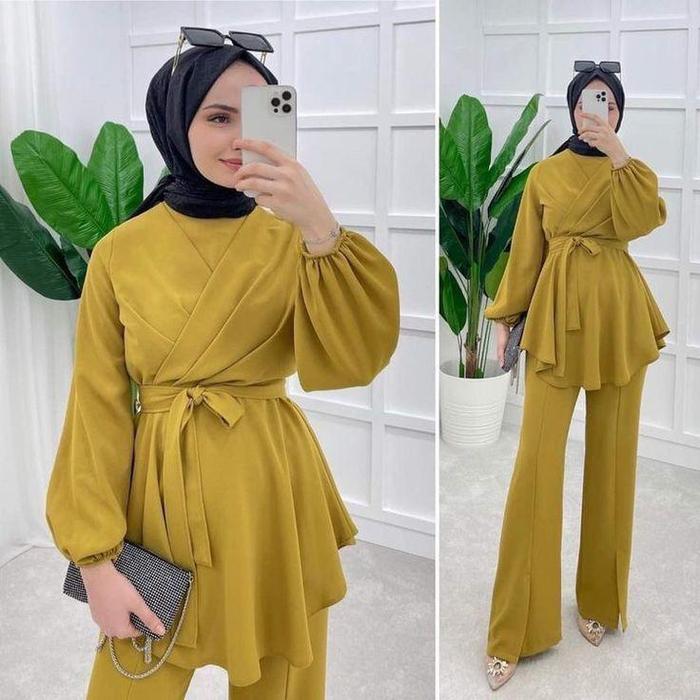 NAJWA - Setelan Wanita One Set Efina Lengan Panjang Polos