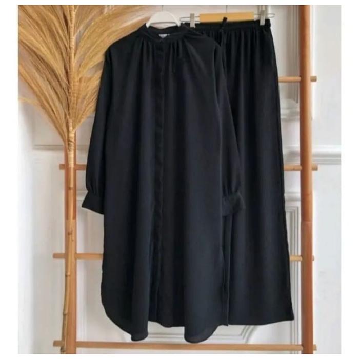 KAYLA SETCEL LONG TUNIK CRINKLE AIRFLOW POLOS LD 110 CM KEKINIAN /