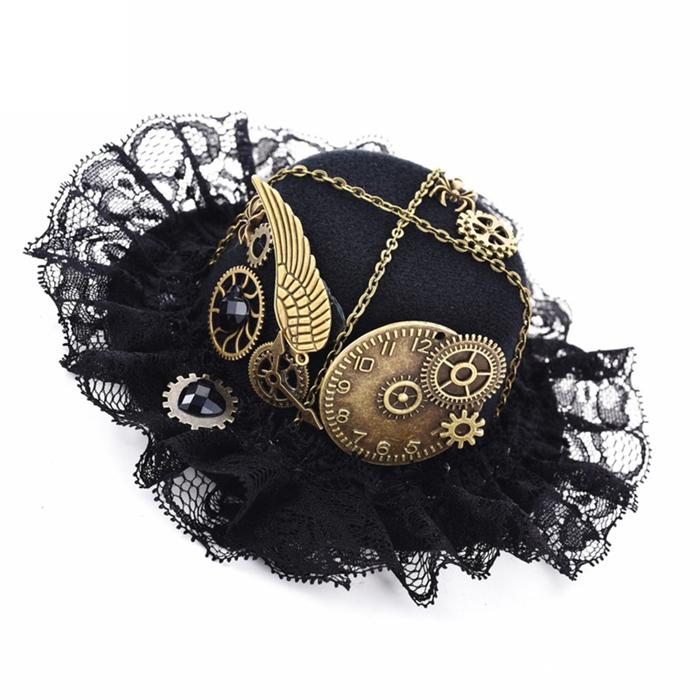 Retro Mini Top Hat with Gear Hat Bowler Hat Top Hat Fascinator Pa