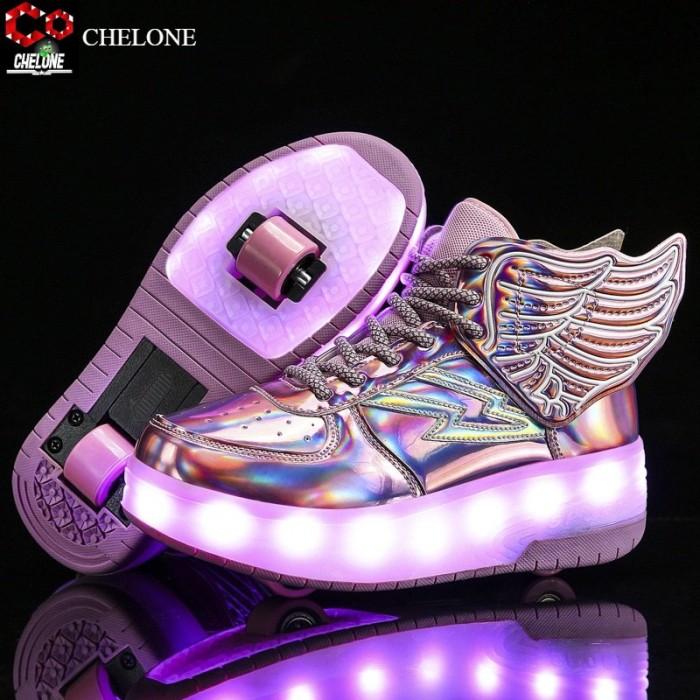 Sn* Sepatu Roda Heelys Lampu Led Roller Shoes Sepatu Roda Deformasi