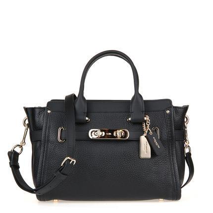 [SIAP DIKIRIM] Tas COACH 36235 Swagger 20 Pebble Leather Satchel Crossbody Black