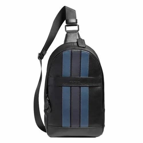 [SIAP DIKIRIM] COACH 23215 Men Charles Slingbag With Varsity Stripe Black Blue