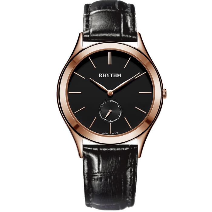 JAM TANGAN PRIA RHYTHM P1301 L06 P1301L06 BLACK LEATHER STRAP
