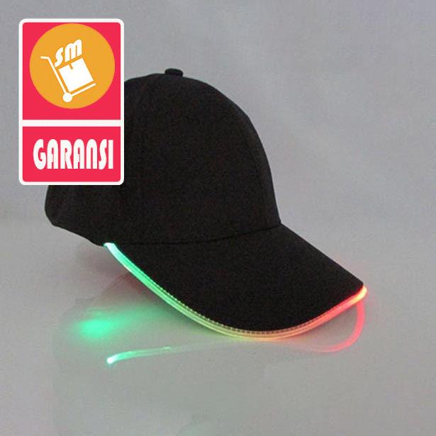 SM Topi Baseball Cap with Glowing RGB LED Light 1GBK Warna Black