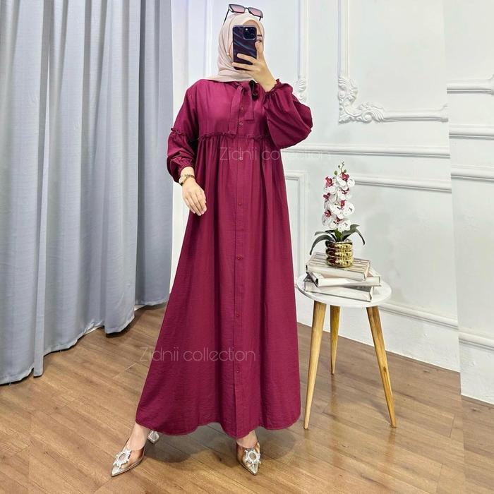 ALMIRA Dress Polo linen Premium Polos Gamis Lebaran