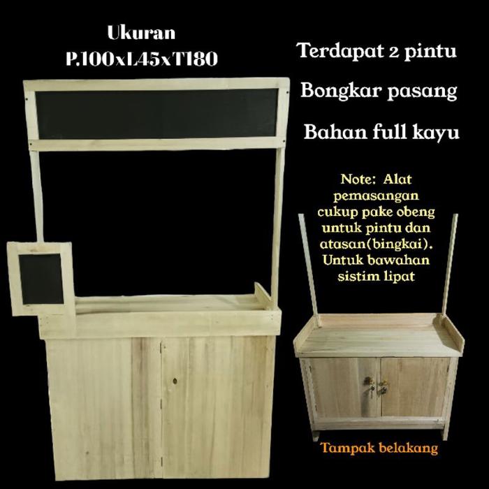 Meja Booth Portable Lipat Kayu 2 Pintu