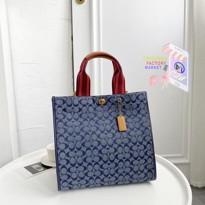 TAS Coach Tote 34 In Signature Chambray 3664 Midnight Navy