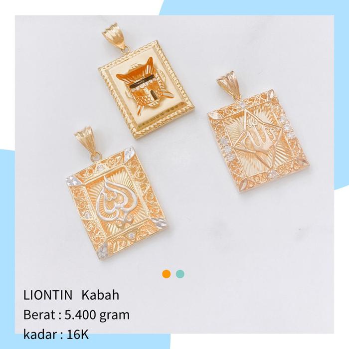 liontin emas kabah masjid emas asli