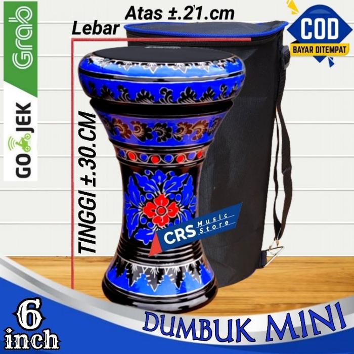 Darbuka Kayu Atau Gendang Mini 6 inch Hitam Biru Power Beat Diskon