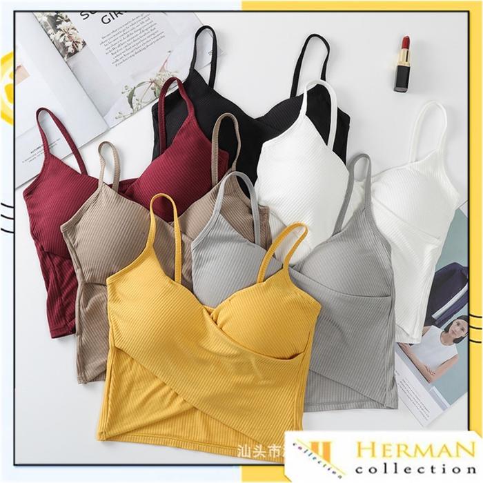 HC Tank Top Wanita 6813 Crop Top Model Silang Bralette Tank Top Cross