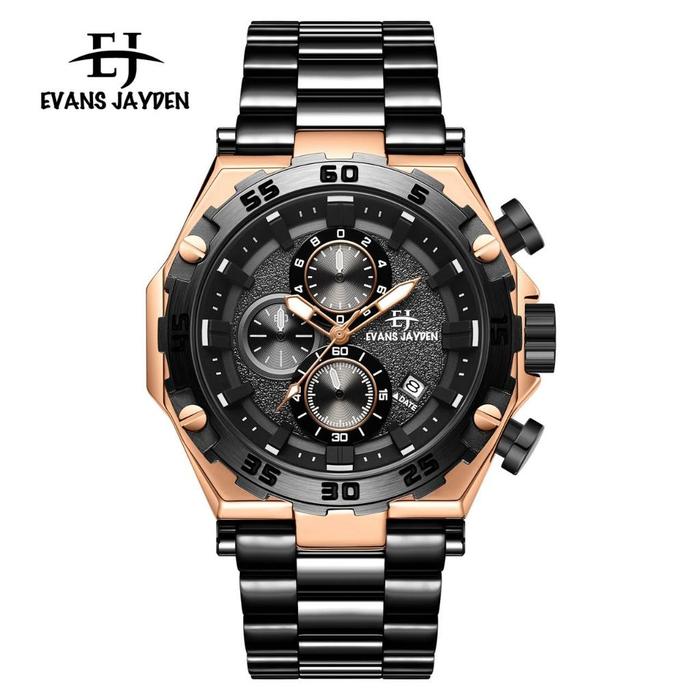 Jam Tangan Pria EVANS JAYDEN 9840 Rantai Stainless Anti Air 10 ATM