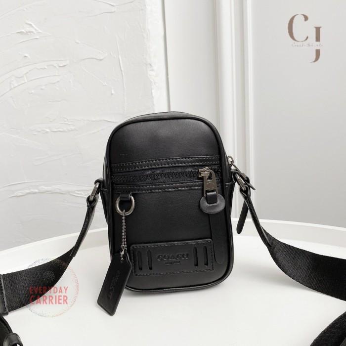 COACH Tas Crossbody Phone Sling Bag Terrain Leather Full Black