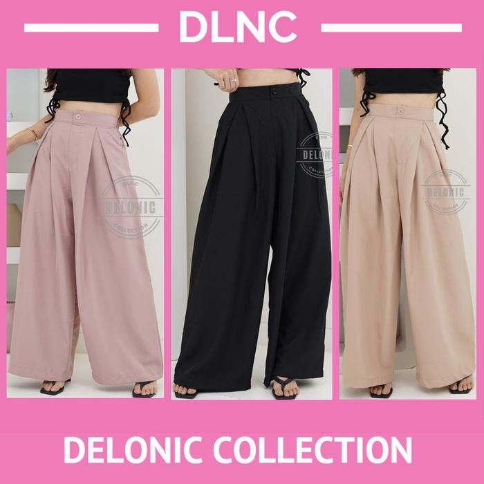 Clara Casual Highwaist Pants 1 - Bawahan Celana Panjang Kulot Culotte High Waist Fashion Wanita Outf
