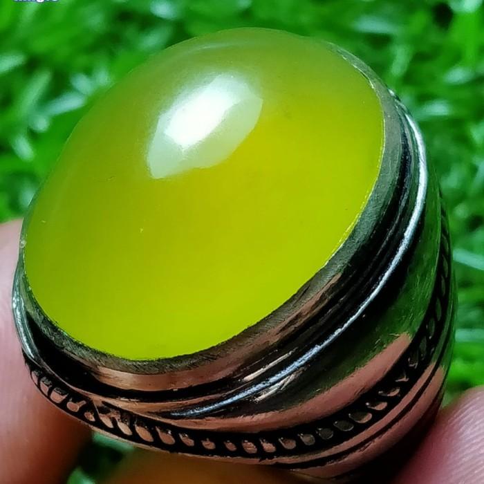 Akik Cincin Batu Natural Lumut Hijau Solar Aceh Giok Idocrase Antik 3