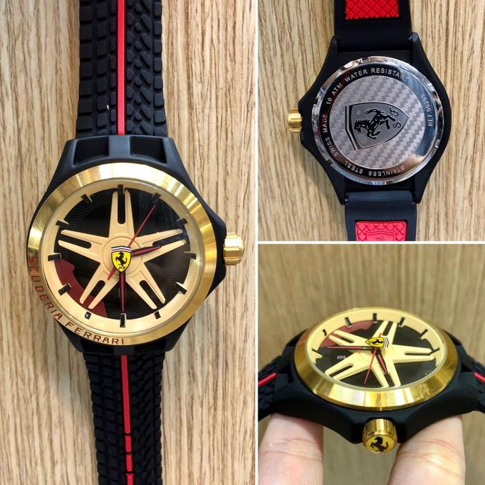 [Best Quality] Keraton Jam Tangan Pria Ferrari Velg Black Red Ring