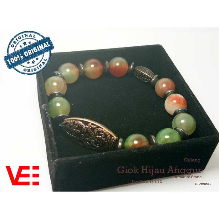 VeE Gelang Terapi Kesehatan Pria / Wanita Giok Hijau Anggur Model