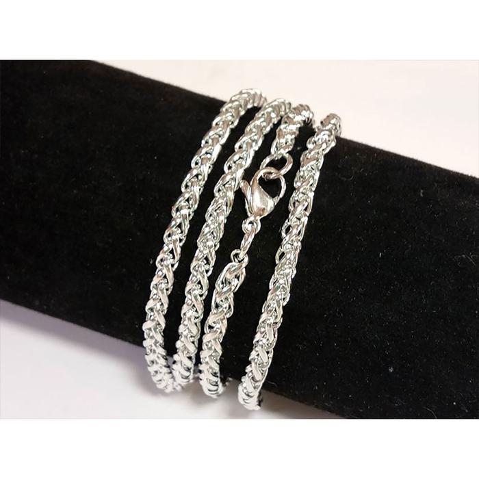 VeE Kalung Titanium Stainless Steel Silver M5 70cm 3.5mmx3.5mm -