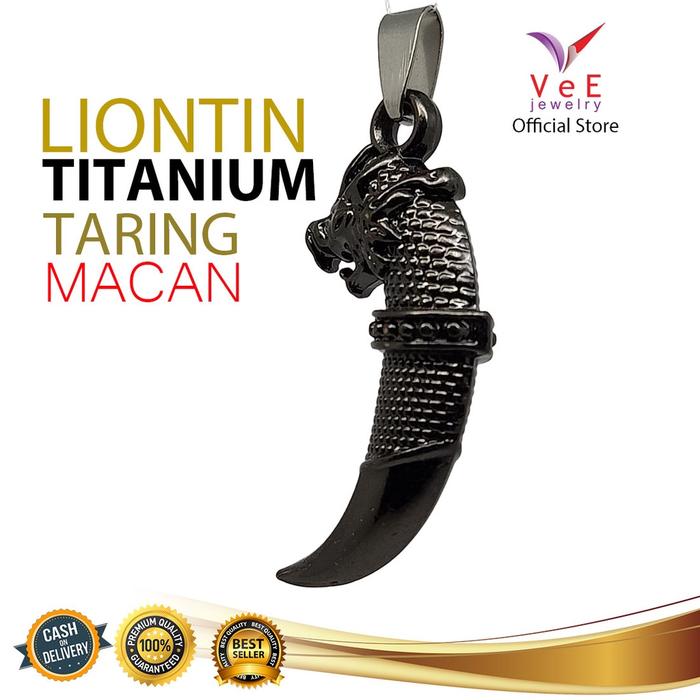 Liontin Titanium Asli Taring Kepala Macan - Vee Pria Wanita