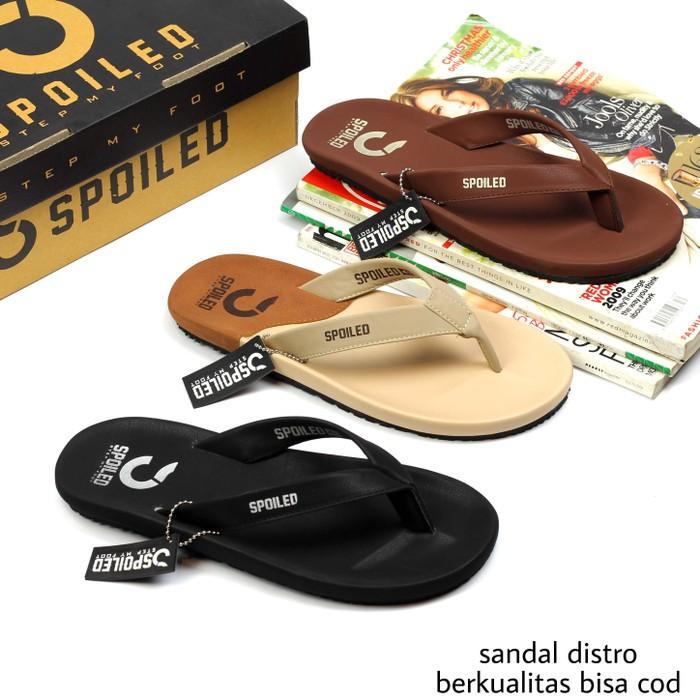 sandal jepit pria sandal distro berkualitas art spl 001 - cream tan 38