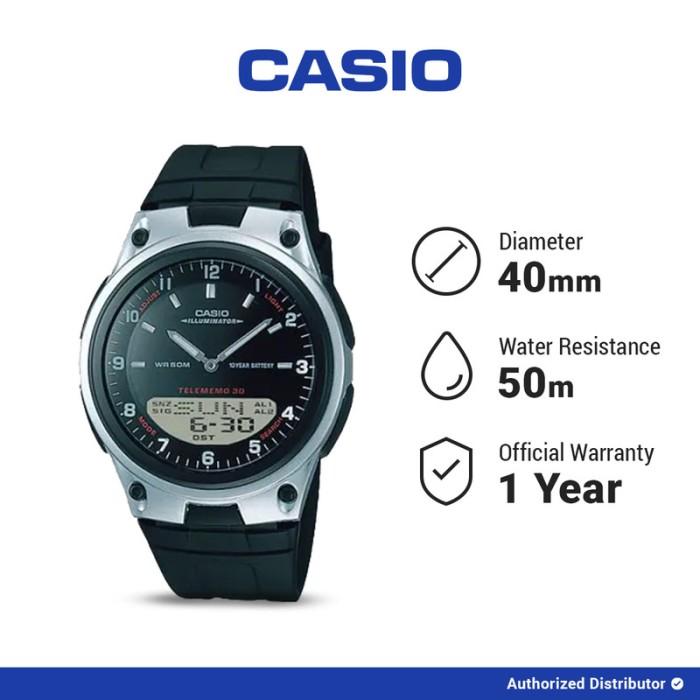 Casio Jam Tangan Pria AW-80-1AVDF Tahan Air 50m Diameter 40mm Garansi Resmi 1 Tahun LED Light Teleme