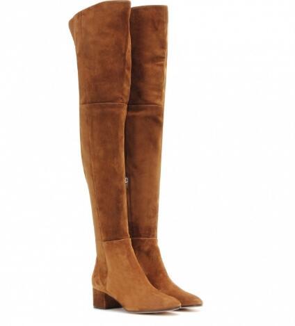 Spring Women Apricot Grey Suede Round Toe Hidden Zipper Med Square