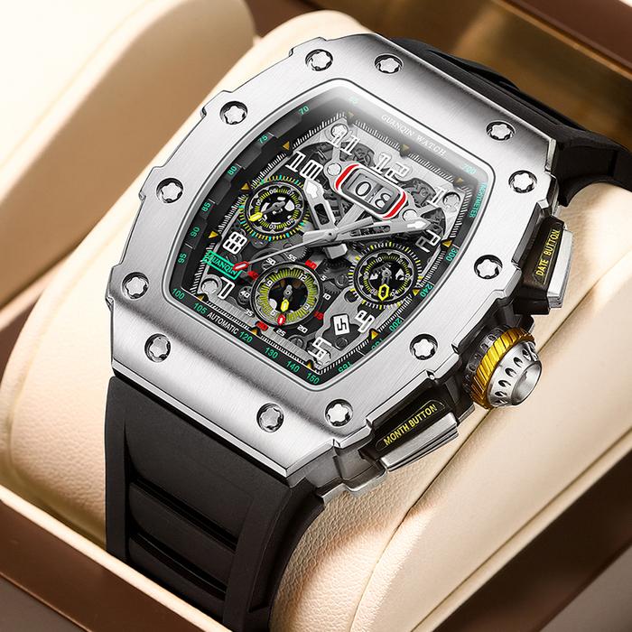 Guanqin 2023 Automatic Mechanical Winding Watch Fashion Calendar Week