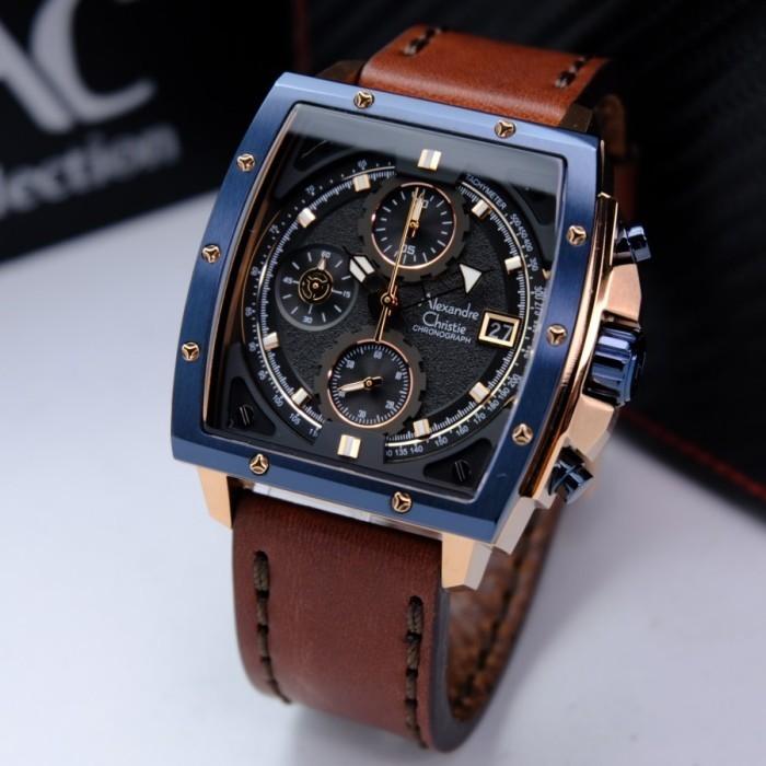 Jam Tangan Alexandre Christie Pria AC 6376 ORIGINAL - Brown Rose Blue