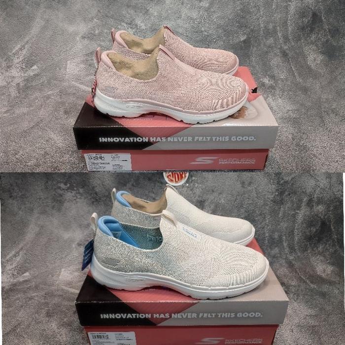 (New) Skechers Go Walk 6 Glimmering Lhter Pink Women'S Shoes Orinal 124502Ltpk