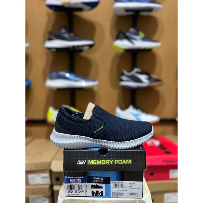 (New) Skechers Slip On Flection 2.0 Floma Men Navy Orinal Bnib Resmi