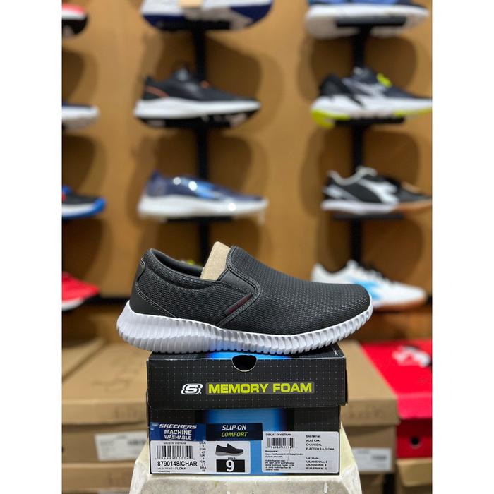 (New) Skechers Slip On Flection 2.0 Floma Men Charcoal Orinal Bnib Resmi