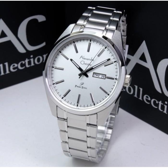Jam Tangan Pria Alexandre Christie AC 1025 ME Original Silver White Garansi Resmi 1 Tahun