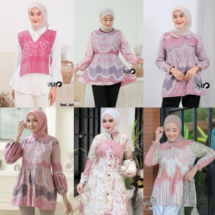 Ready stok ATASAN BATIK WANITA SPESIAL WARNA PINK/PEACH ROSGOLD SALMON BLUS BATIK PINK SERIES BAJU B