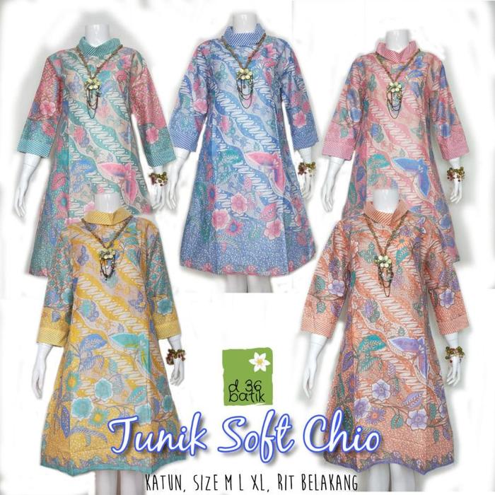 Ready stok Tunik Soft Chio Dress Batik Murah Kekinian Modern Kasual Kerja Kantor Elegan Seragam bati
