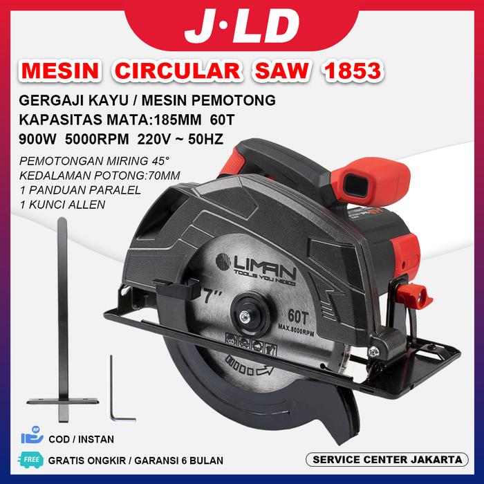 Jld Circular Saw 900W Mesin Potong Kayu 185Mm Mesin Pemotong Kayu Sirkel Mod Jd1853 Murah