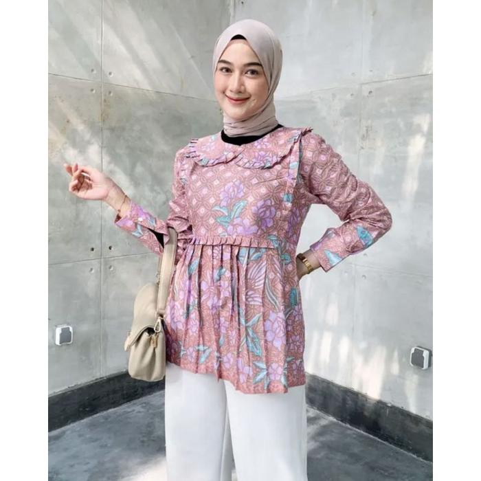 Ready stok Bstik Wsnita | Baju Batik Wanita | Atasan Blouse Batik Wanita Size S M L XL XXL