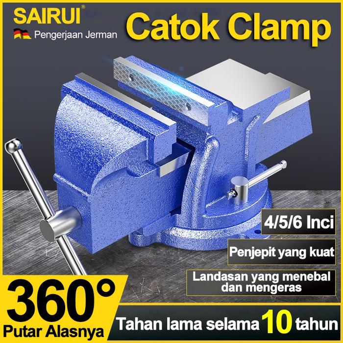 Catok Clamp 360° Swivel Vice Table Biru Catok Paron Ragum Besi 5'' Ragum Klem Catok Meja Bench Vise 