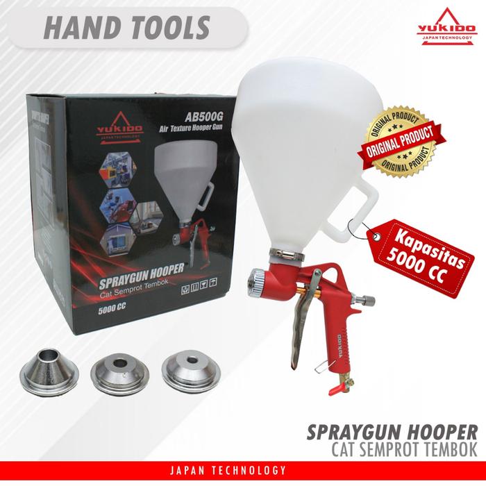 Yukido Hopper Gun - Spray Gun Texture Tekstur Vircan Prismatik - 3 Nozzle / Alat Semprot Cat Tekstur