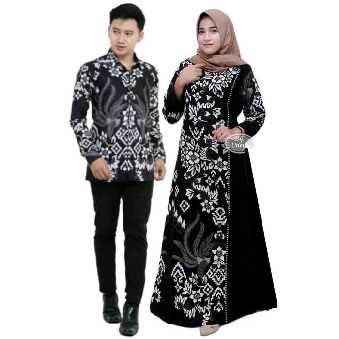 Ready stok COUPLE GAMIS BATIK SARIMBIT KEMEJA BATIK PUTIH KOMBINASI POLOS JUMBO XXXXL
