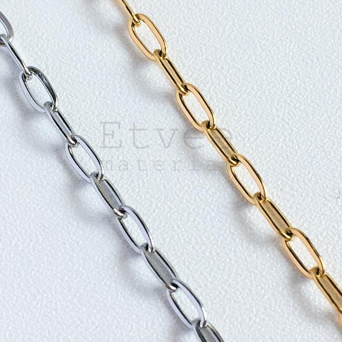 (METERAN) Rantai Flat cross chain KECIL stainless steel titanium anti karat