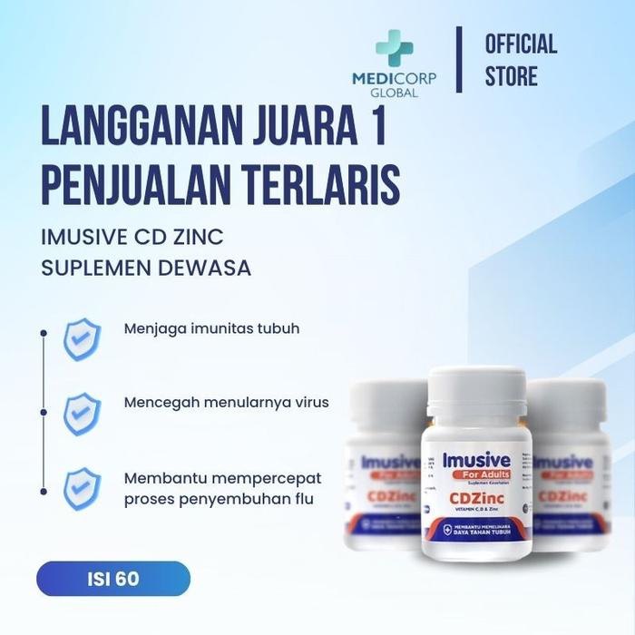 Imusive vitamin C + D + Zinc suplemen anti virus 60 kapsul ORI BPOM