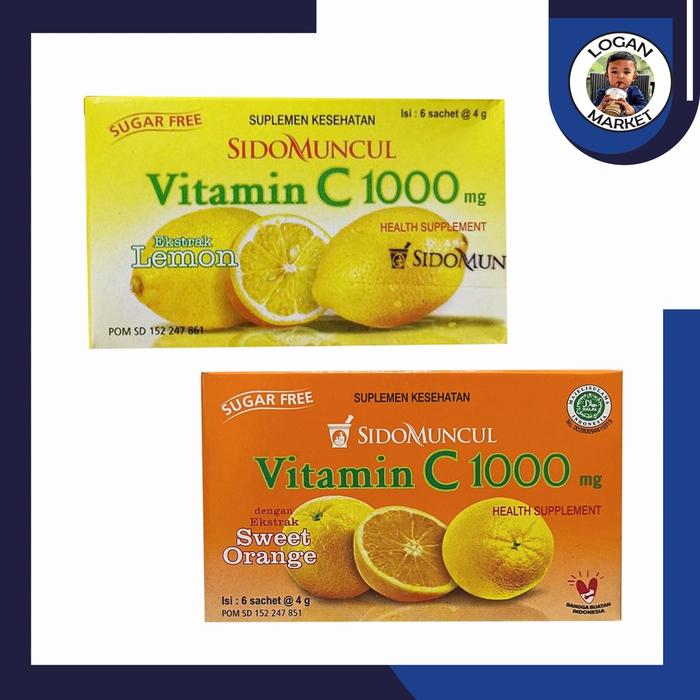 Vitamin C 1000mg Box Isi 6 Sachet Lemon Orange