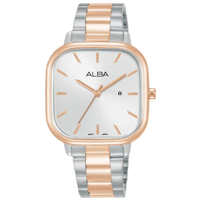 JAM TANGAN WANITA ALBA AH7BZ0 AH7BZ0X1 ANALOG SILVER ROSEGOLD STAINLESS STRAP