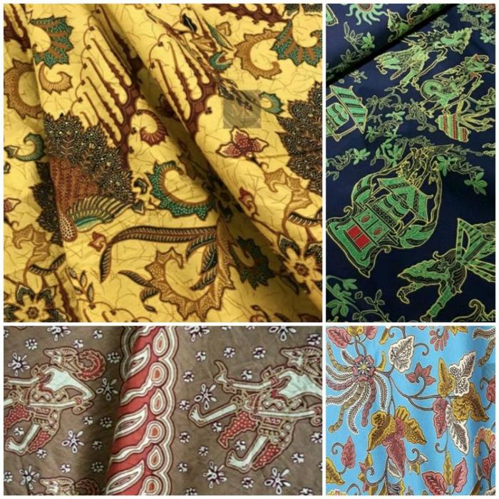 1/2 Meter Kain Batik Meteran Bahan Katun Halus Motif Wayang Seragam Sarimbit Lebaran