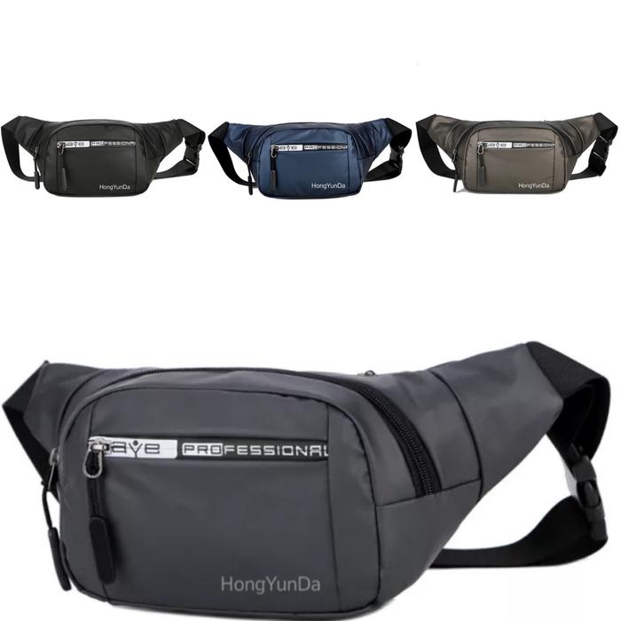 (COD) Tas Selempang Waist Bag Pinggang Pria Impor Anti Air Mirip Jinpaidi Hongyunda - 601